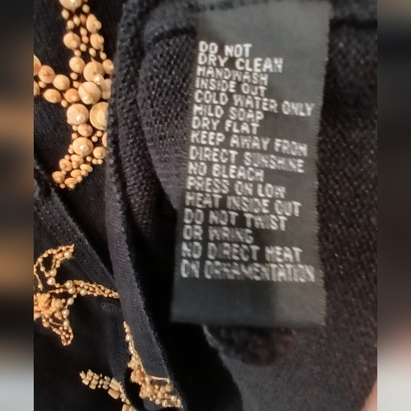 Vintage Michael Simon black starfish beaded black short sleeve cardigan size 3X - Picture 7 of 7